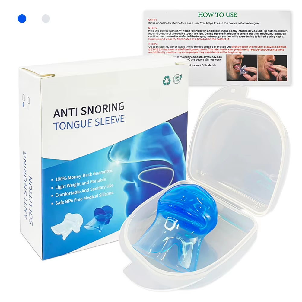 Silicone Tongue anti Snoring Mouthpiece Tongue Retainer Helps to Eliminate Snoring anti Snore Sleep Apnea Aid Stop Snore Gear