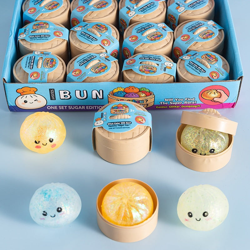 Cartoon Smiley Face Bun Shaped TPR Stress Relief Squishy Toy