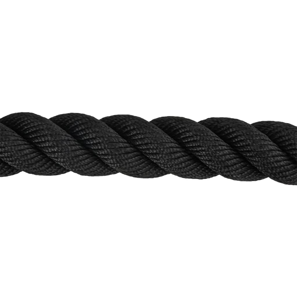 Battle rope coiled for storage