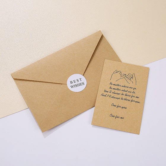 Kraft gift envelope and message card for the couple bracelets