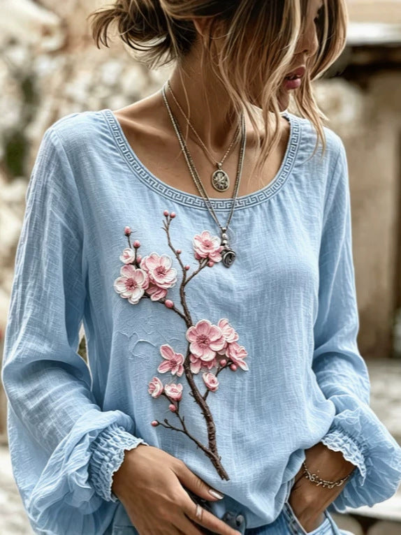 Women's round-neck long-sleeve top