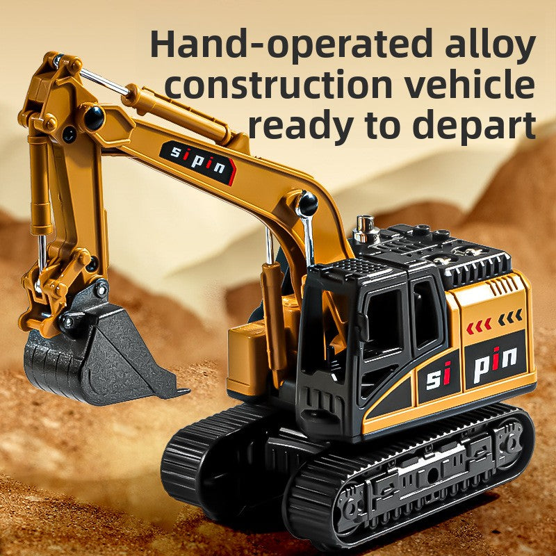 Alloy Hand-Cranked Construction Vehicle Toy Set