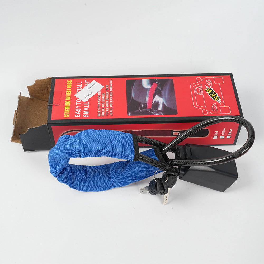 Retractable Car Steering Wheel Anti-Theft Cable Lock with Buckle