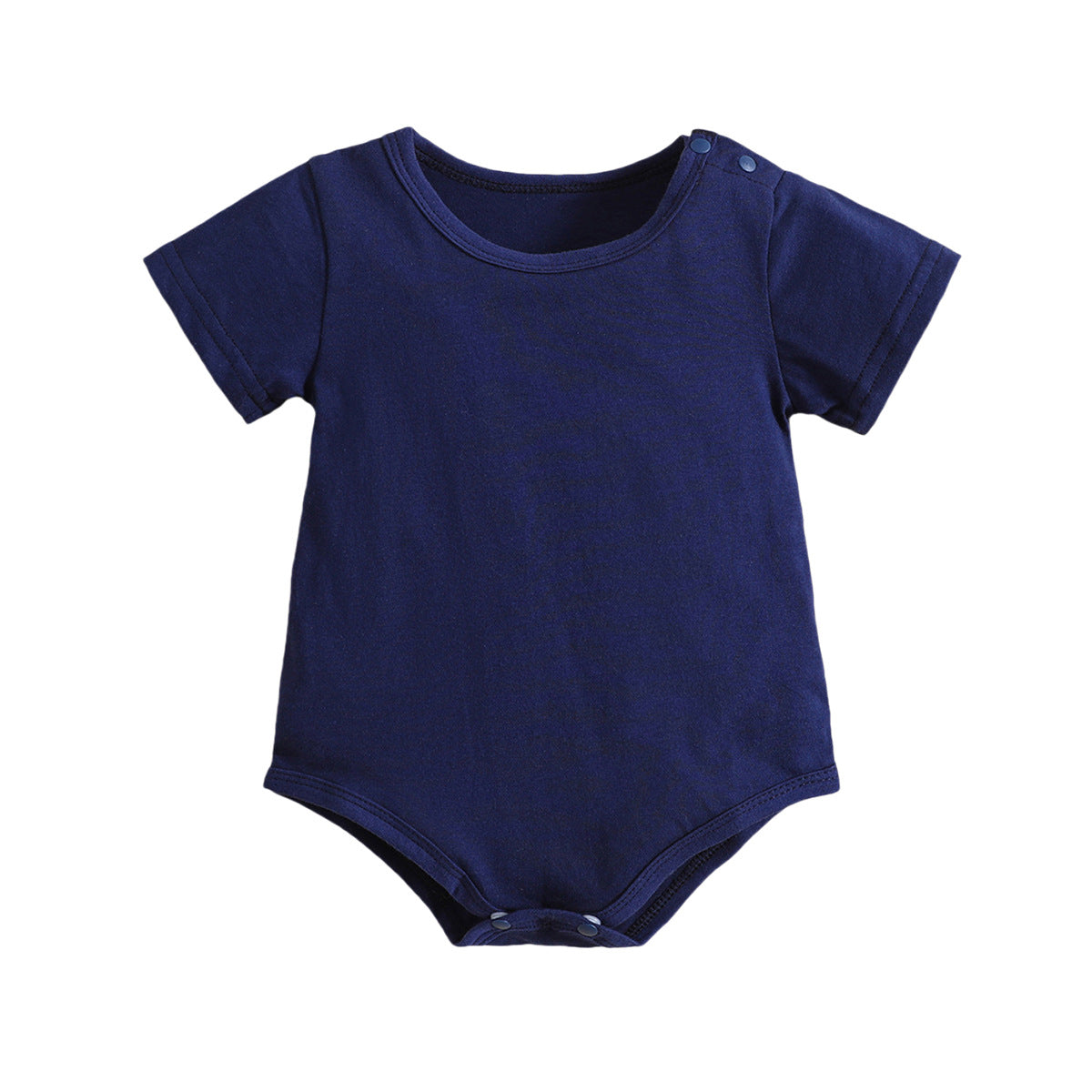 Solid-color short-sleeve hip-covering top