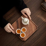 Walnut Wood Tea Tray with Pot Holder