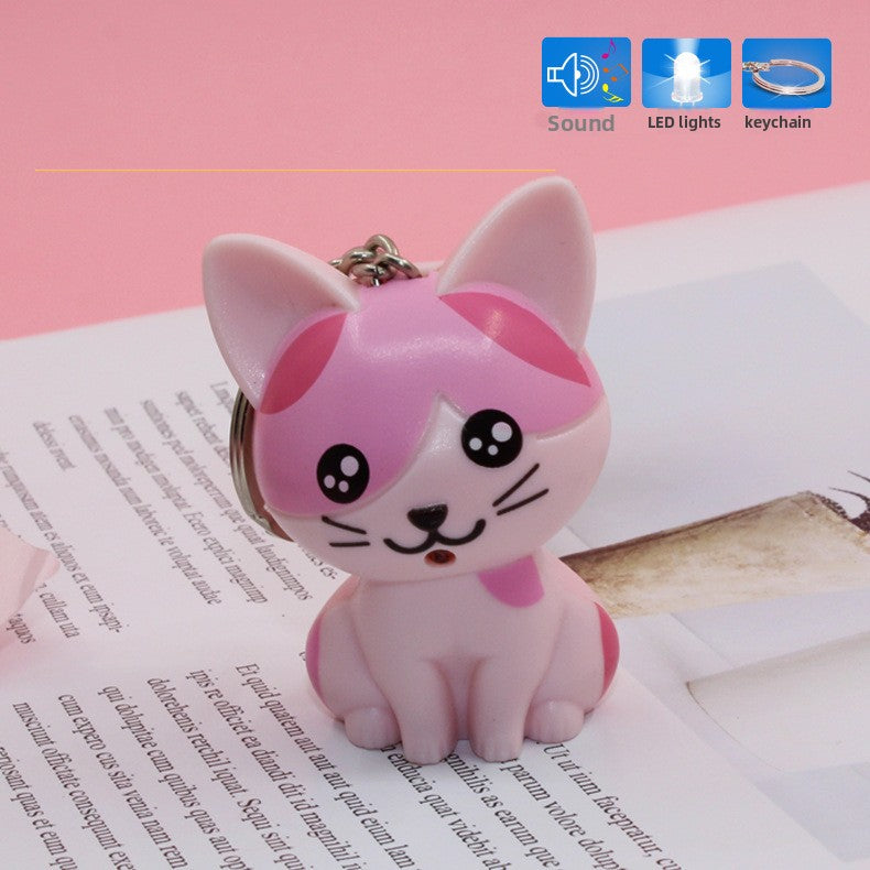 LED Sound Light-Up Kitten Keychain Pendant