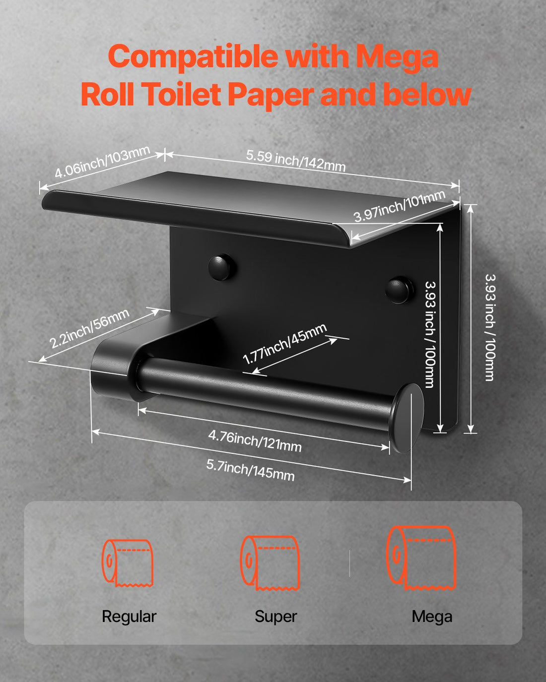 Toilet paper holder dimensions and roll sizes it fits