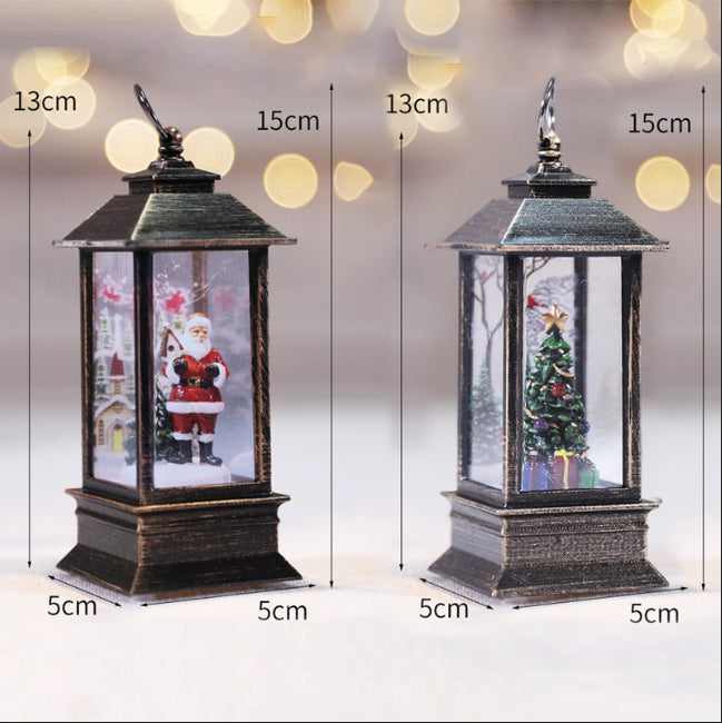 Santa and snowman Christmas LED lanterns with size dimensions
