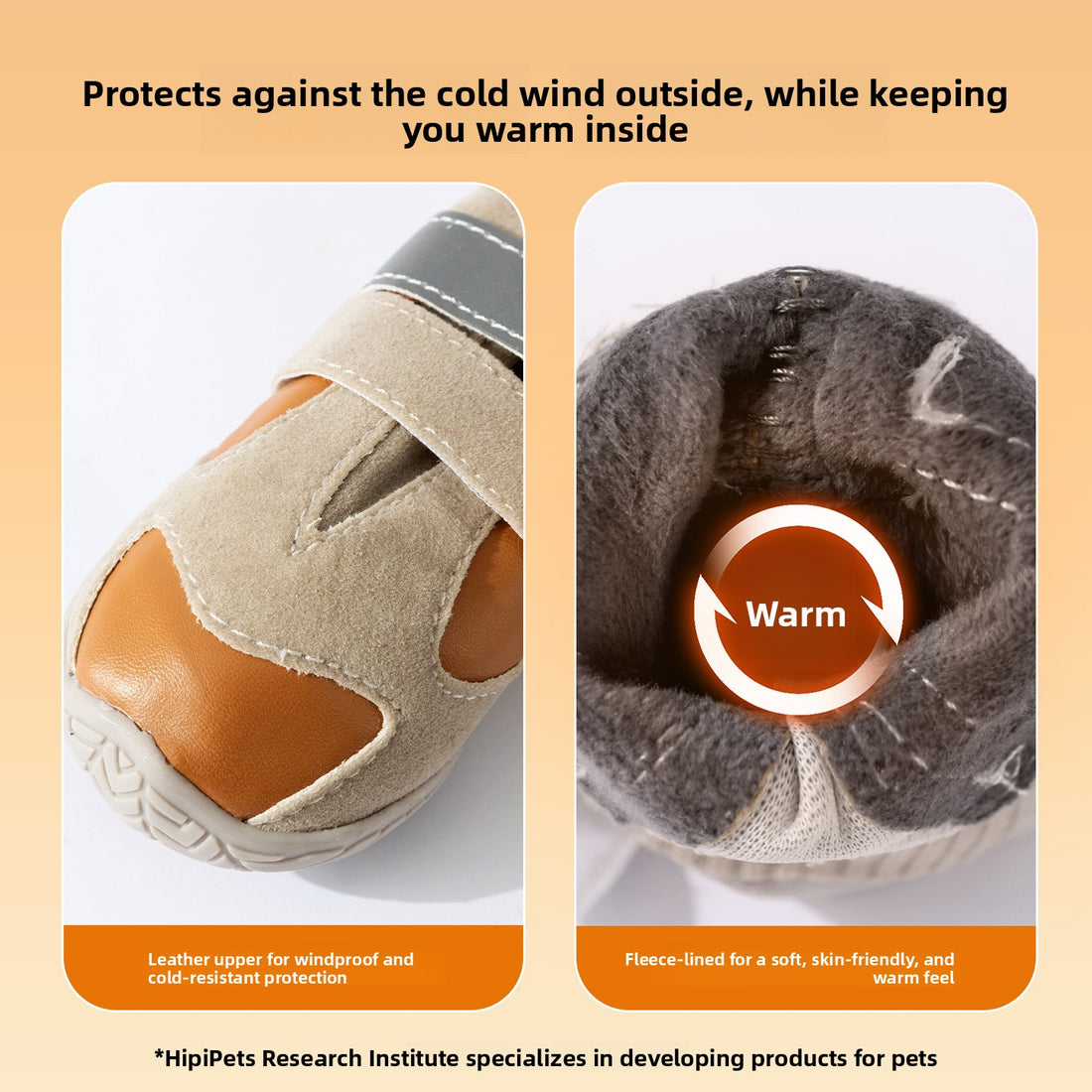 Fleece-Lined Waterproof High-Top Dog Shoes with Double Buckle Anti-Slip Sole