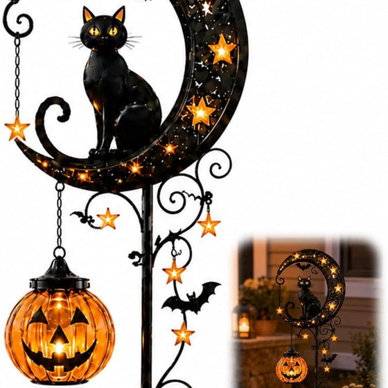 Solar Black Cat Pumpkin Stake Light Decor product image 6