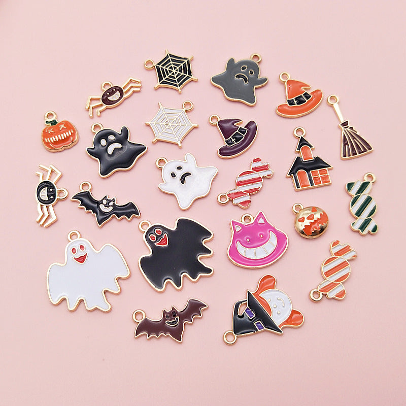 Halloween Funny Alloy Pendant DIY Cartoon Pumpkin Bat Charm