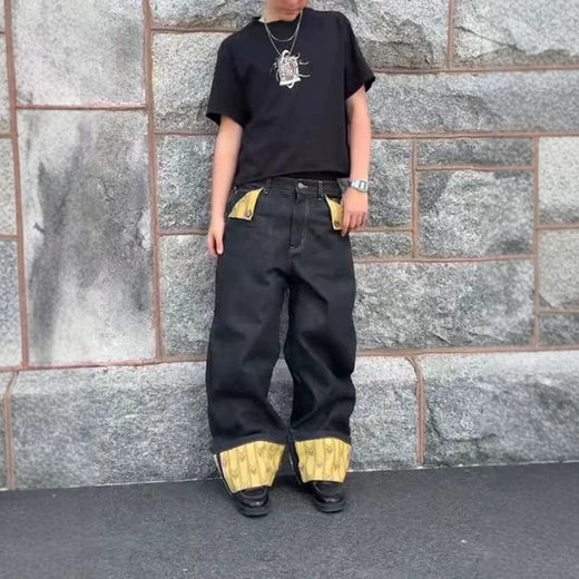 Men's Printed Stretch Denim Pants