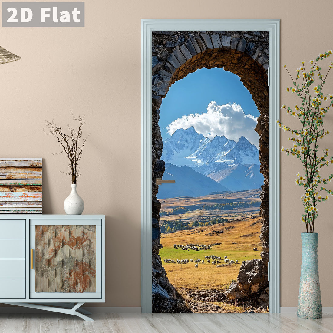 Creative Wooden Door Refurbished Door Stickers Wall Stickers