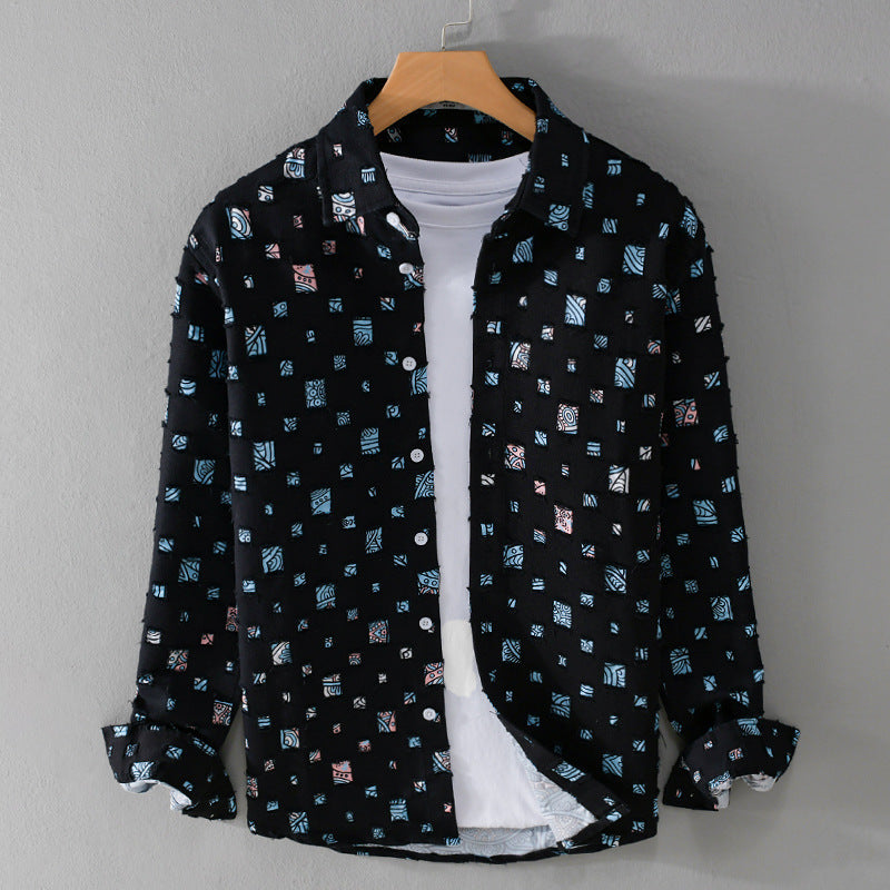 Men's Plaid Ripped Long Sleeve Wool Blend Shirt Jacket