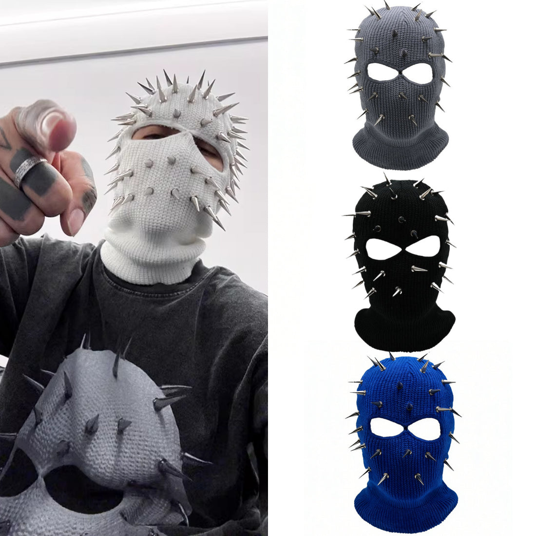 Street couples wearing full-face masks