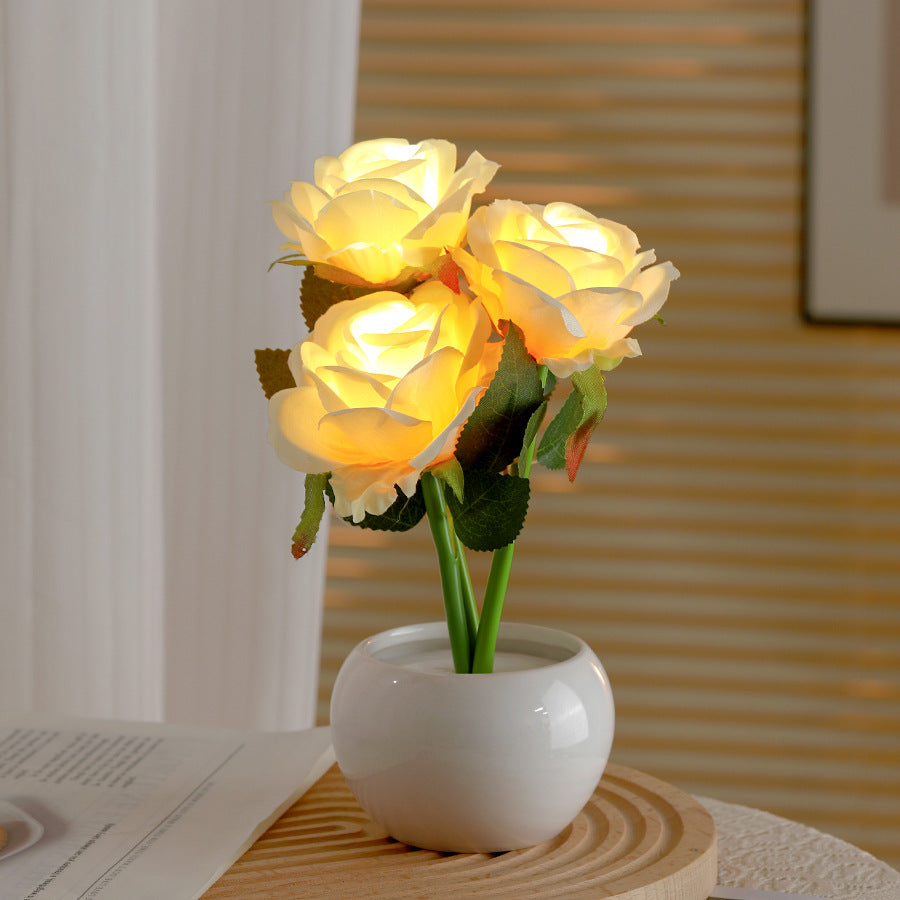 Ceramic Plug-In Artificial Flower Night Light