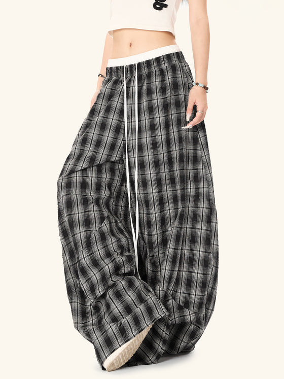 Black White Plaid High Waist Straight Leg Pants Clothing & Accessories product image 5