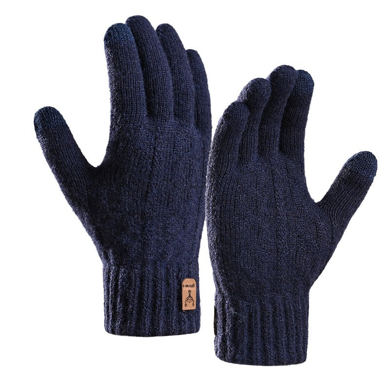 Unisex knitted alpaca wool blend touchscreen gloves with fleece lining, photo 1