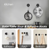 Matte black towel ring and robe hook close-up