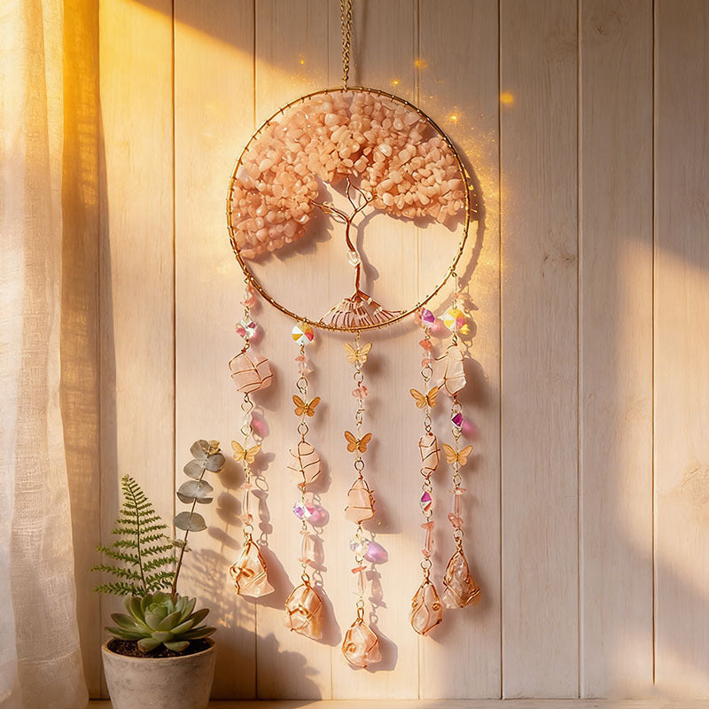 Natural agate crystal wind chime pendant