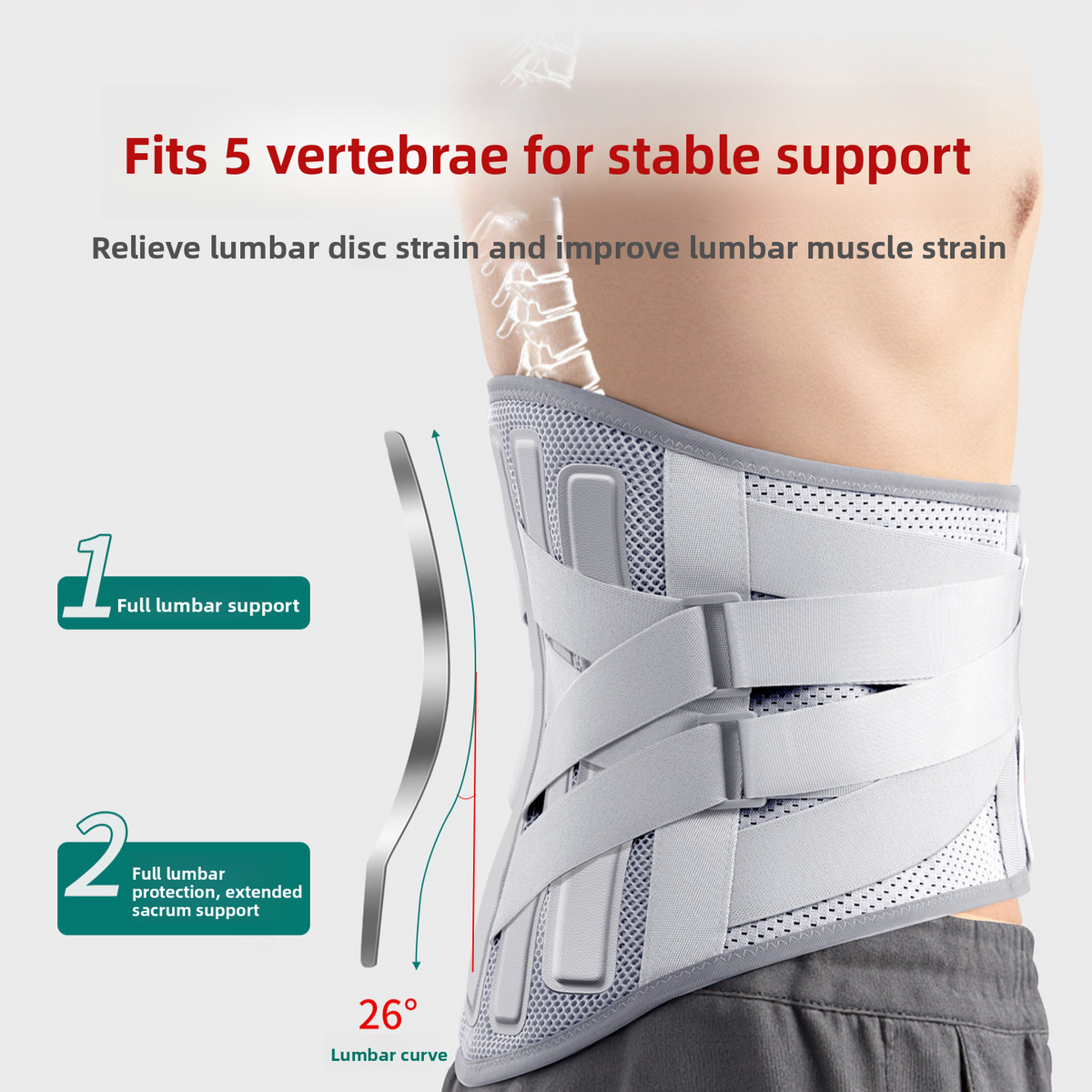 Medical Lumbar Support Belt with Heating Pad