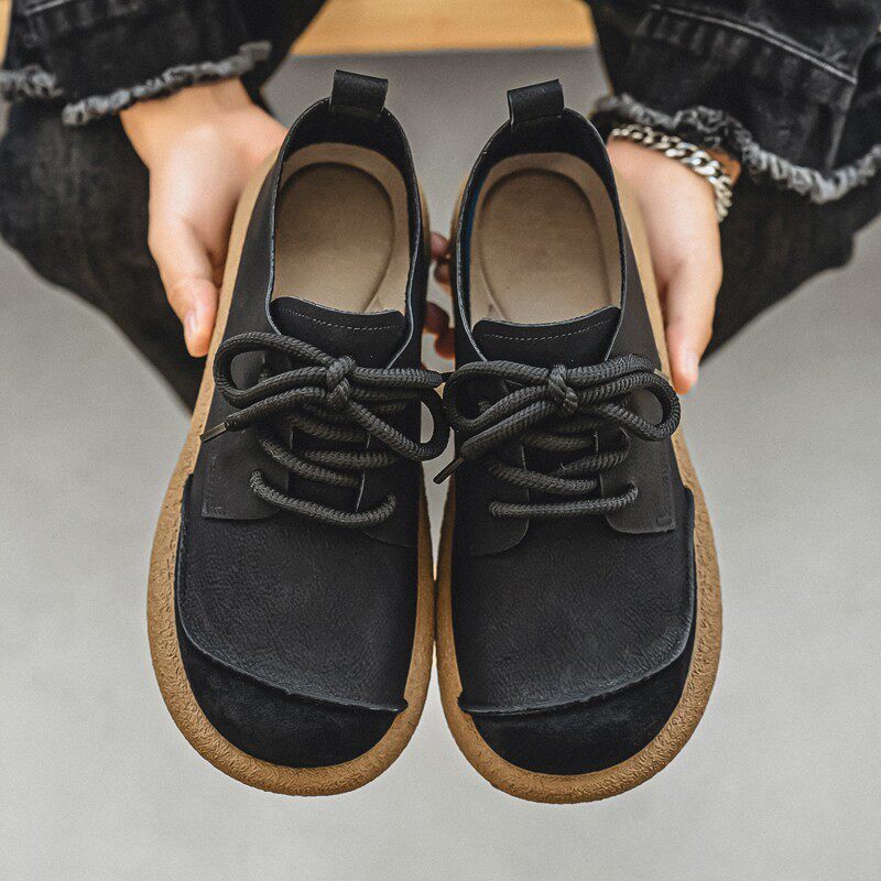 Mens Retro Casual Leather Shoes Lightweight Soft Sole
