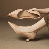 Women Genuine Leather Mid Heel Shoes