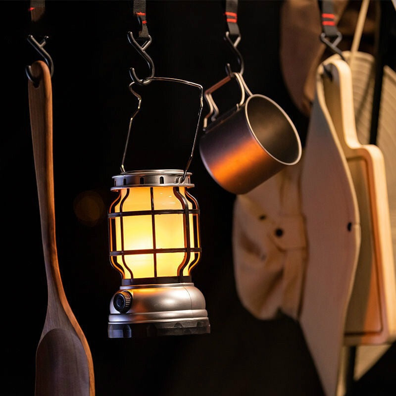 Solar Camping Lantern with Flame Effect