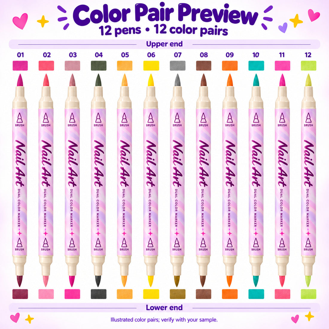 12-color pearl effect dual-tip nail art pens in gift box, photo 4