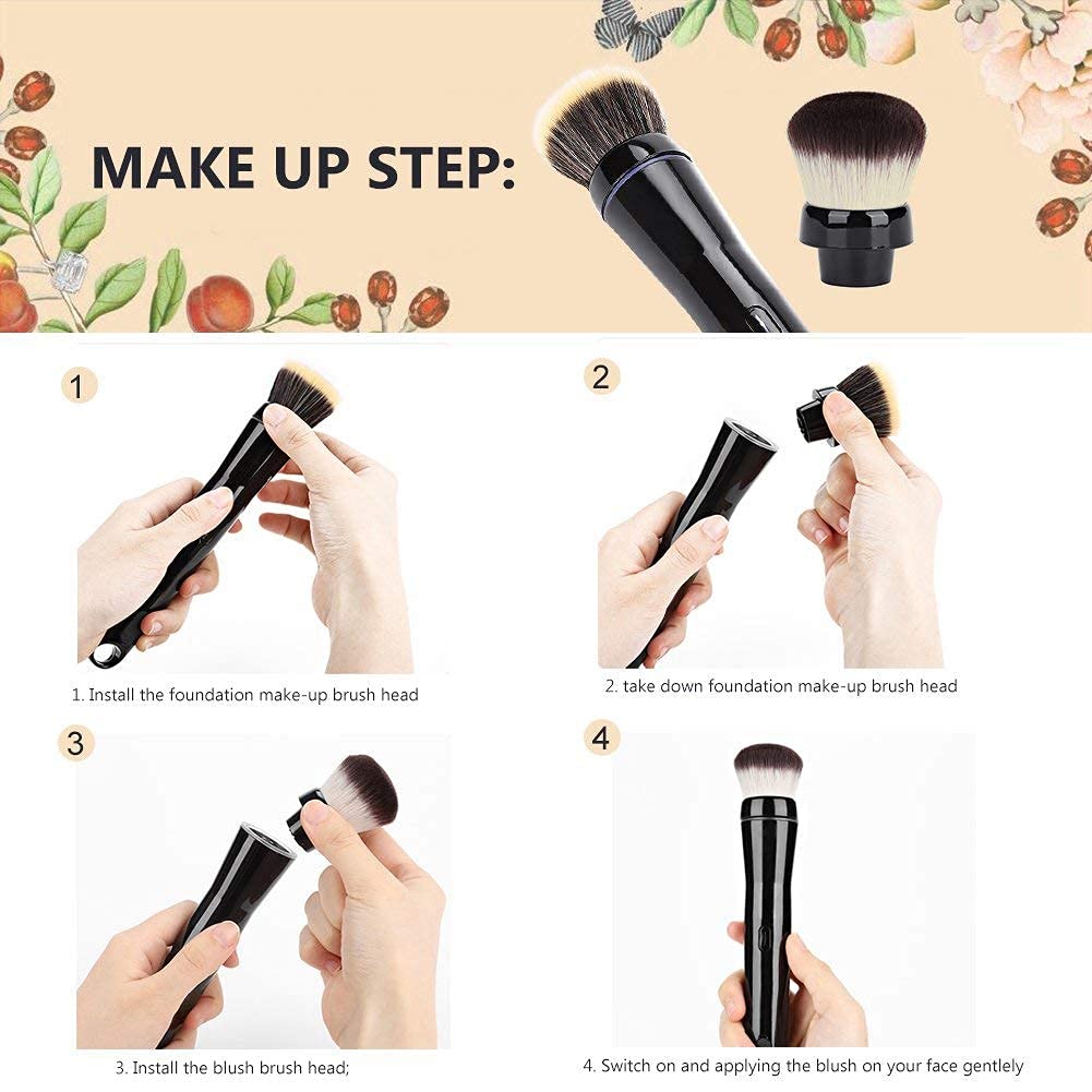 Electric makeup brush close-up of soft bristle head