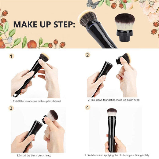 Electric makeup brush close-up of soft bristle head