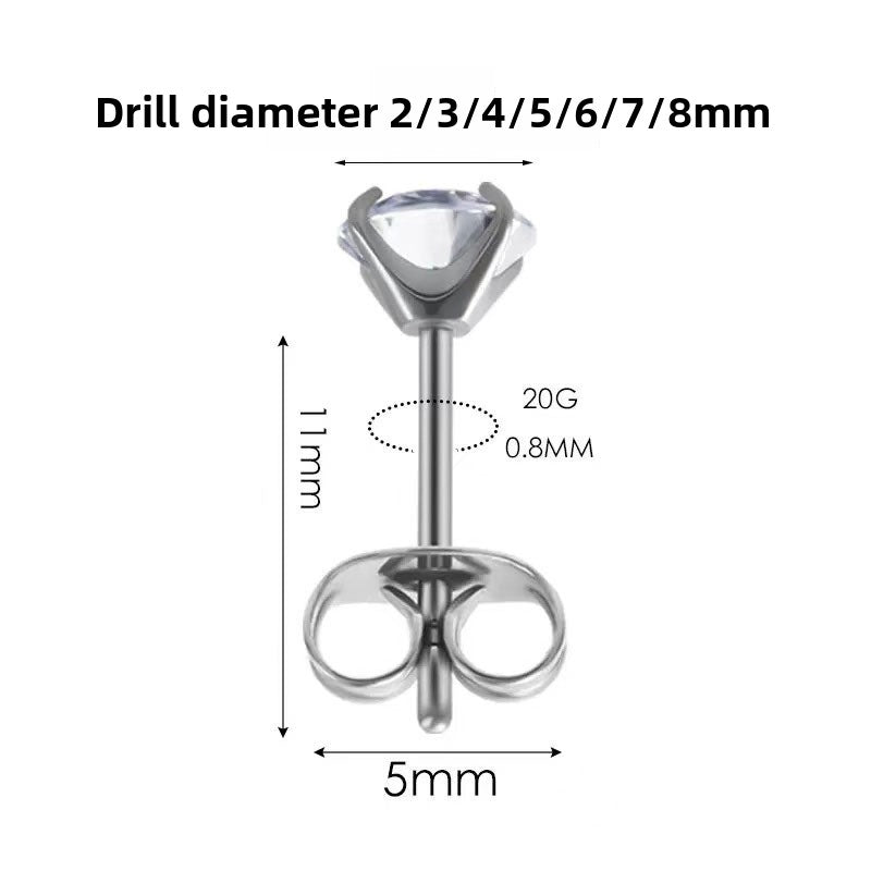 Cubic Zirconia Stainless Steel Ear Studs