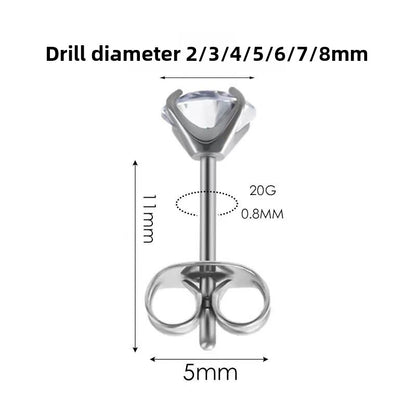 Cubic Zirconia Stainless Steel Ear Studs