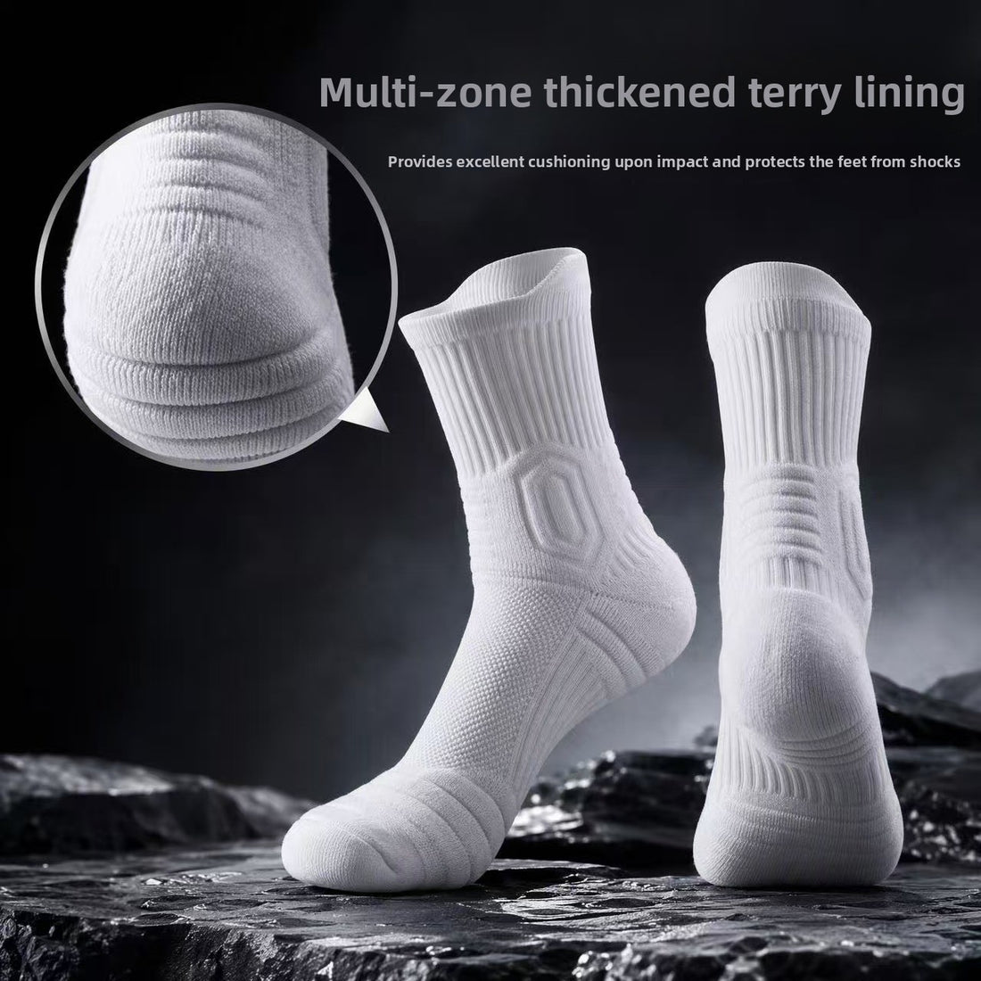 Extra Thick High Tube Mens Terry Cushioned Anti Slip Sports Socks