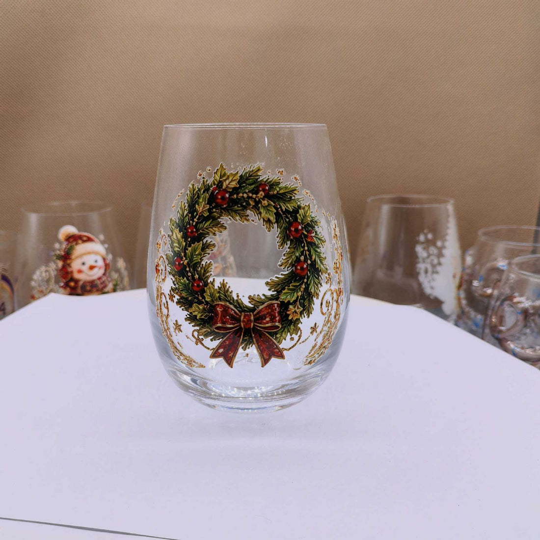 Christmas glass art cups glass cups egg cups
