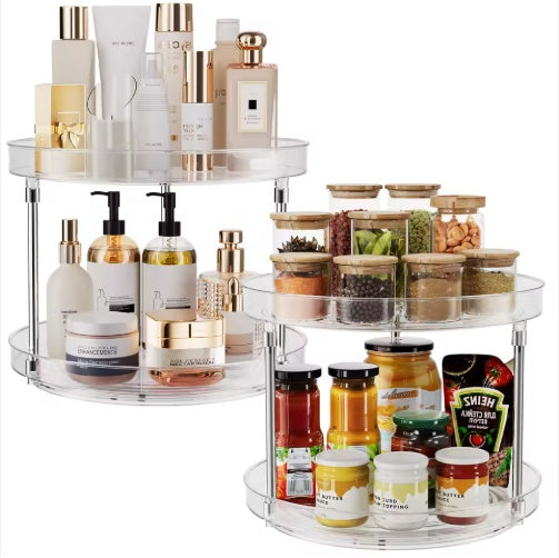 Pack of 2 Rotating Spice Rack Organizer Turntable