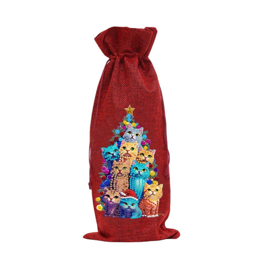 DIY 5D Diamond Painting Linen Gift Bag Sparkling Wine Candy Bag Handmade Craft Kit Modern Home Decor
