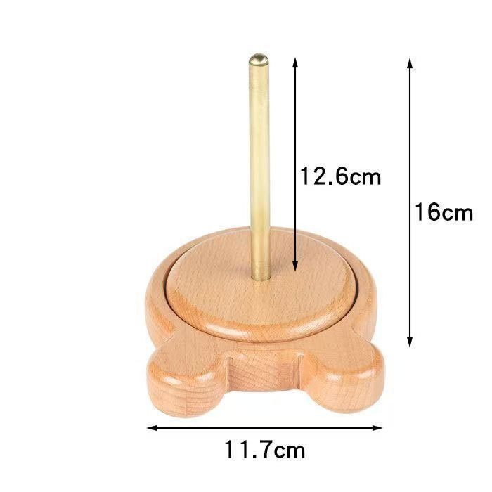 Double-Axis Rotating Wooden Desktop Spool Rack Removable Wire Storage Organizer