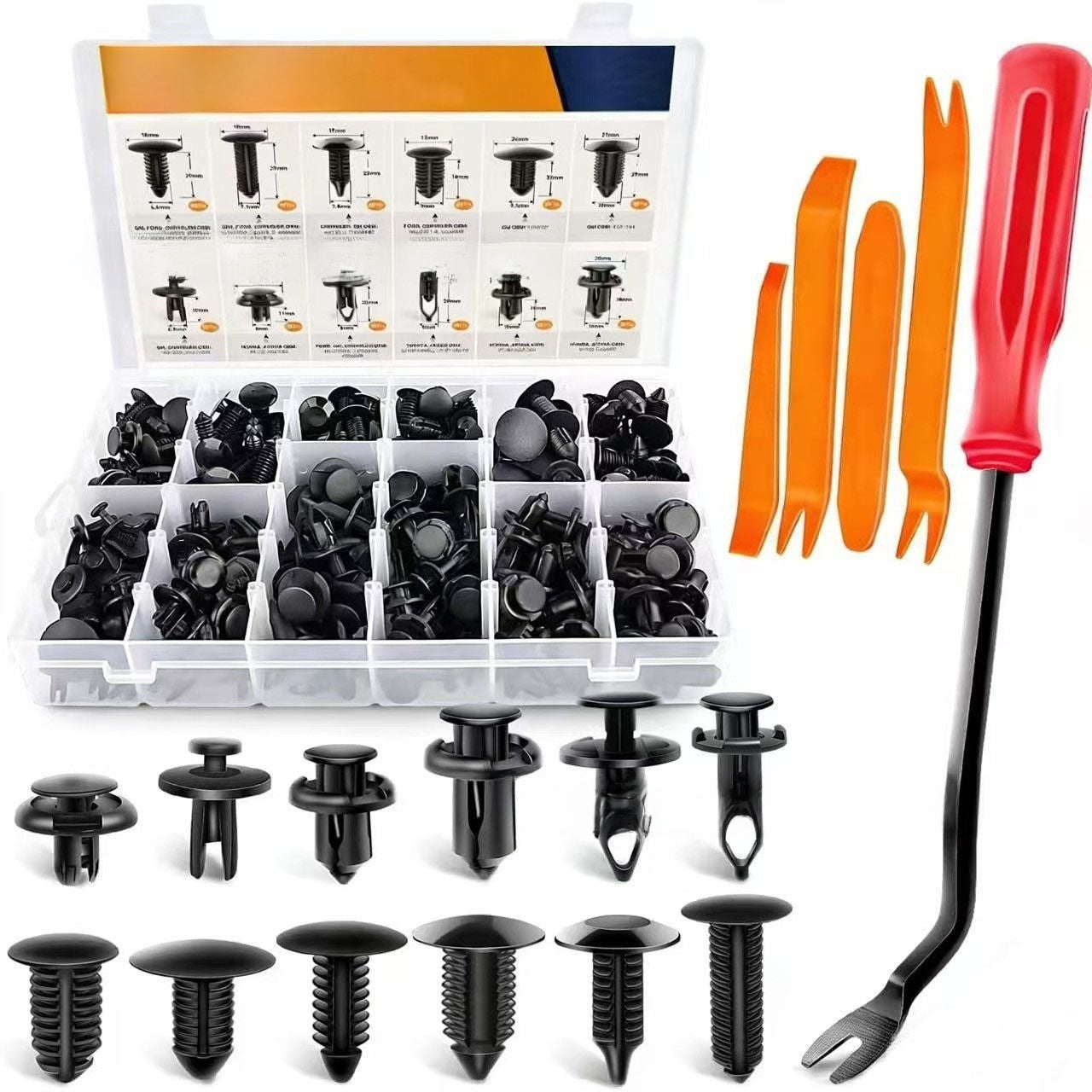 Automotive Plastic Fastener Clips with Pry Tools