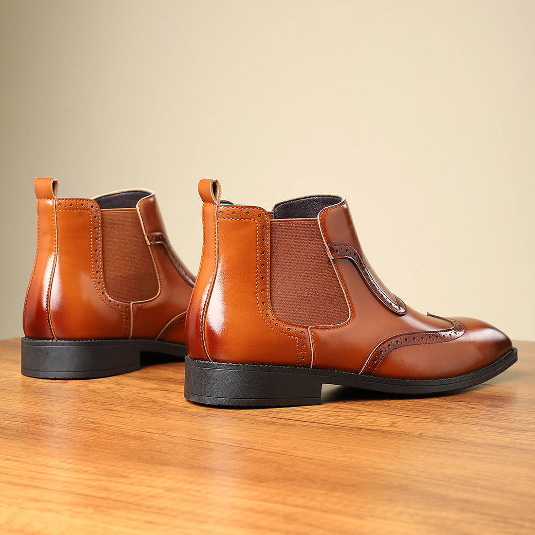 Men's PU Leather Slip-On Mid-Cut Martin Boots