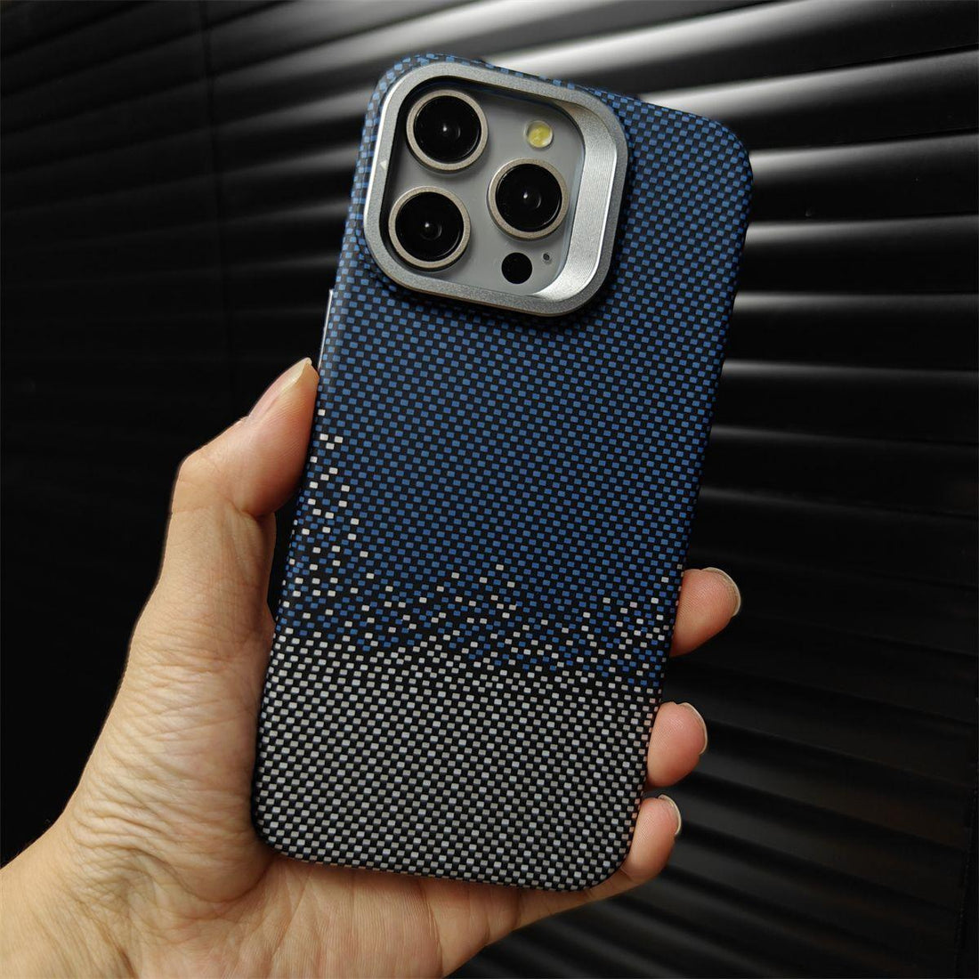 Kevlar Carbon Fiber Magnetic Case with Lens Holder for iPhone 13 14 15 16 Series Shockproof