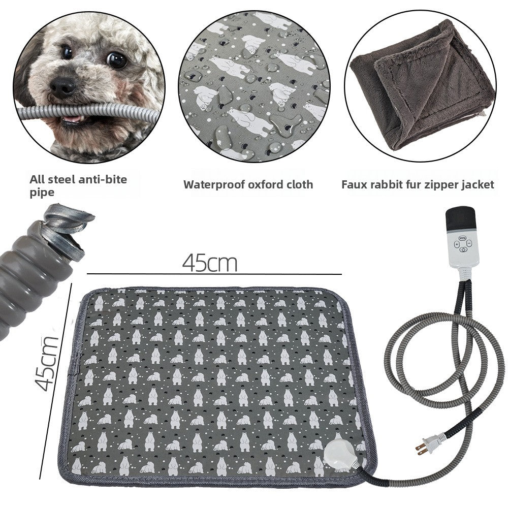 9-Level Adjustable Waterproof Pet Electric Heating Blanket with Removable Washable Cover and Chew Resistant Steel Cord