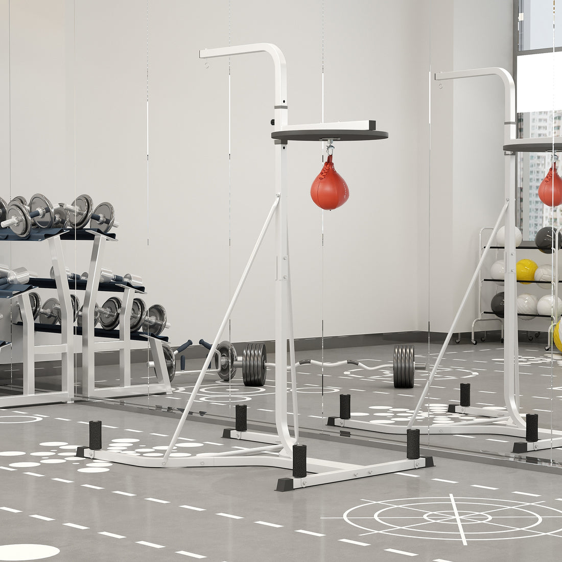 Freestanding punching bag stand 2 in 1 design in white