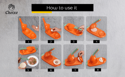 2-in-1 Dumpling Dough Press in-use view, dumpling dough press