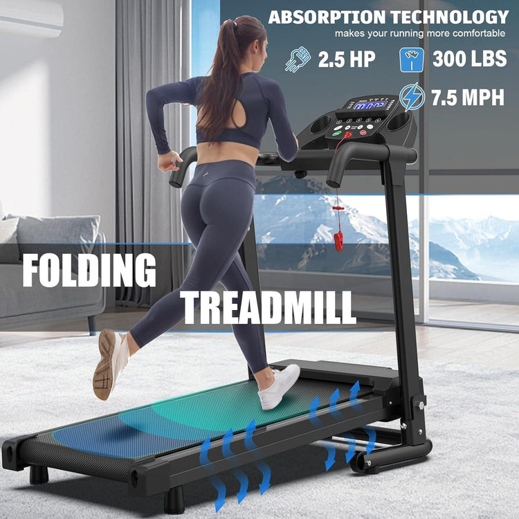Smart walking treadmill side view, slim deck