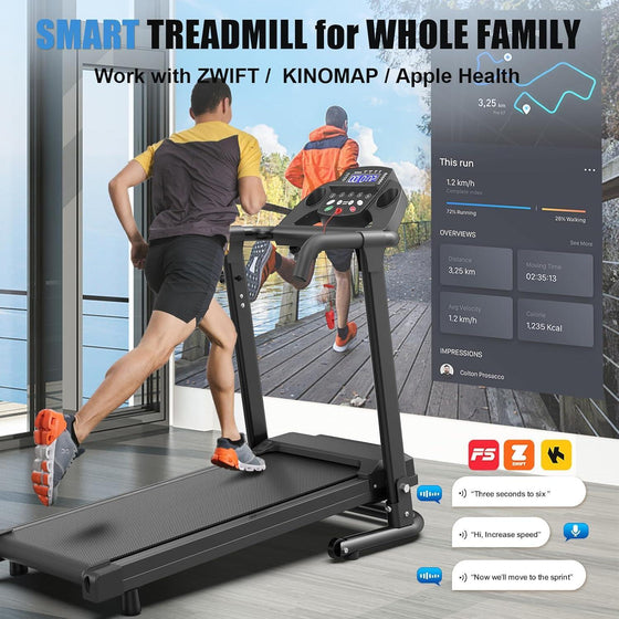 Smart treadmill phone app connectivity display