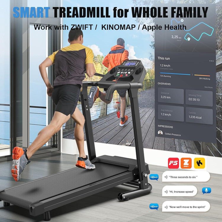 Smart treadmill phone app connectivity display