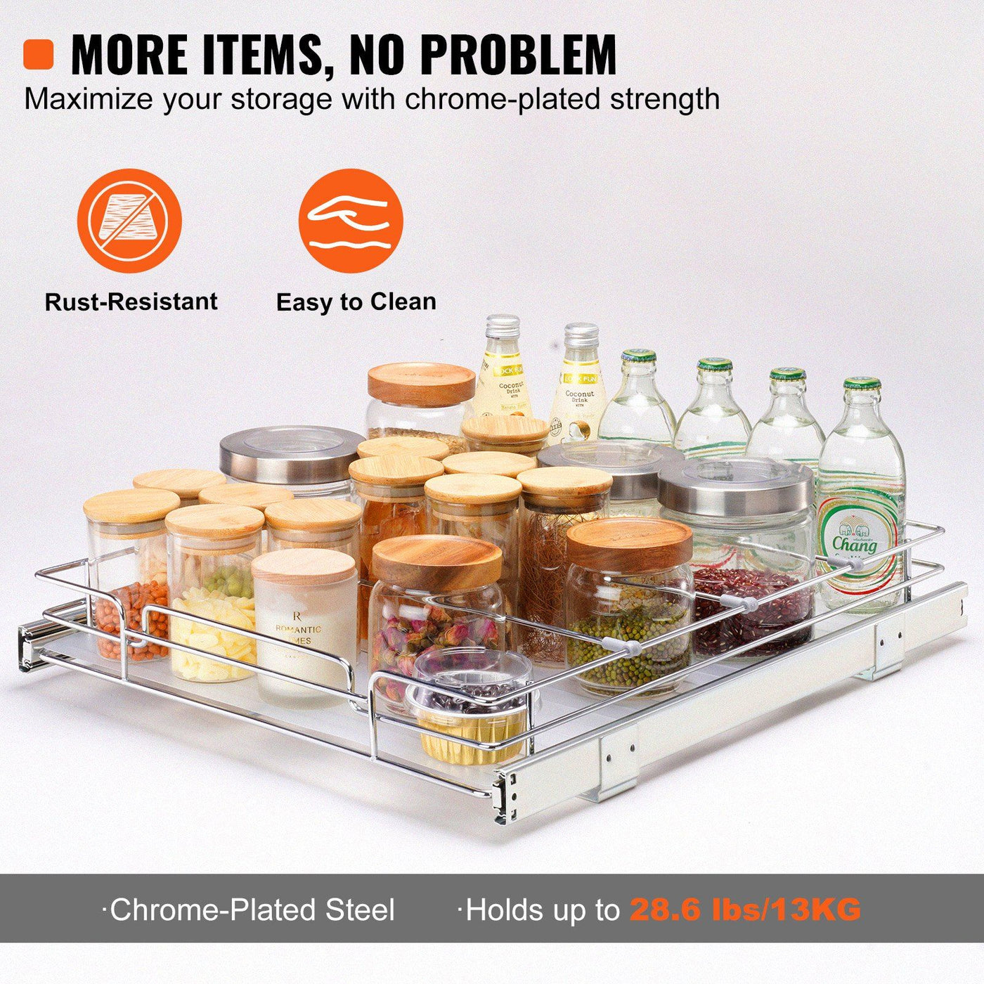 20-Inch Pull-Out Cabinet Organizer side angle