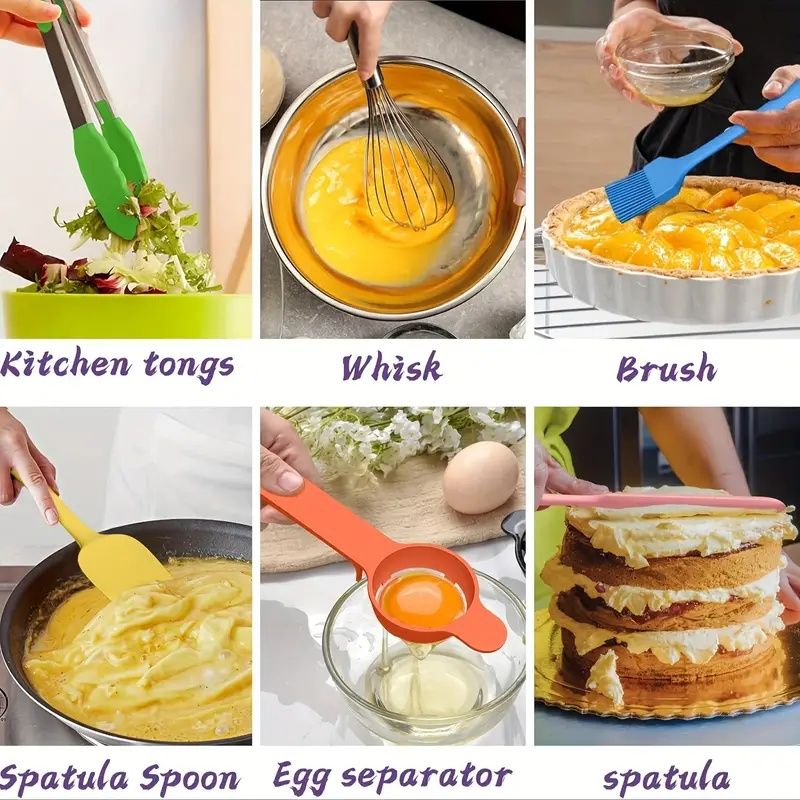 20-piece stainless steel mixing bowls set with nesting design, in-use view