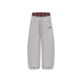 Retro Plaid Embroidered Casual Pants
